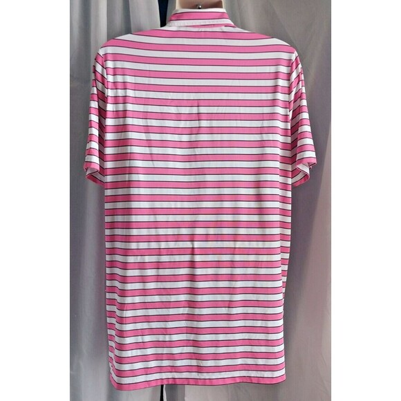 Ralph Lauren RLX Polo Shirt Mens Large Pink Striped Short Sleeve Golf Large - Picture 3 of 4